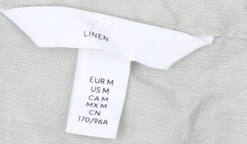 H&M Women's Beige Linen Button-Up Shirt Size 12