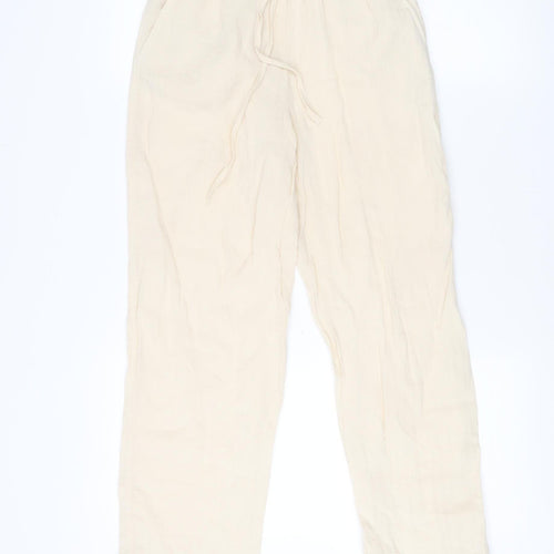 H&M Women’s Ivory Cropped Trousers XS Elastic Waist