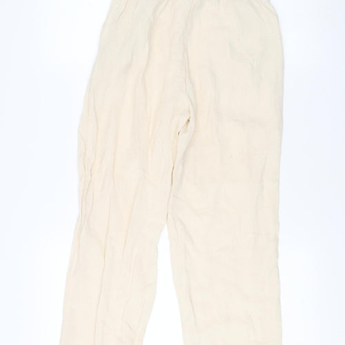H&M Women’s Ivory Cropped Trousers XS Elastic Waist