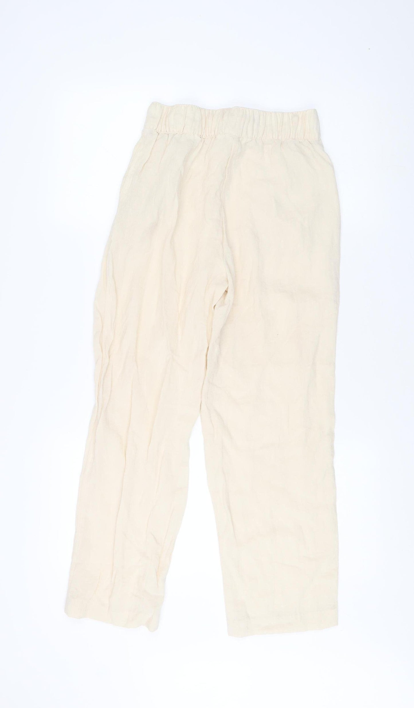 H&M Women’s Ivory Cropped Trousers XS Elastic Waist