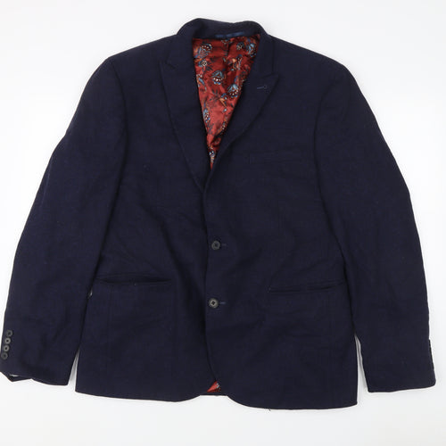 Next Men's Blue Wool Blend Blazer, 44 Regular Jacket