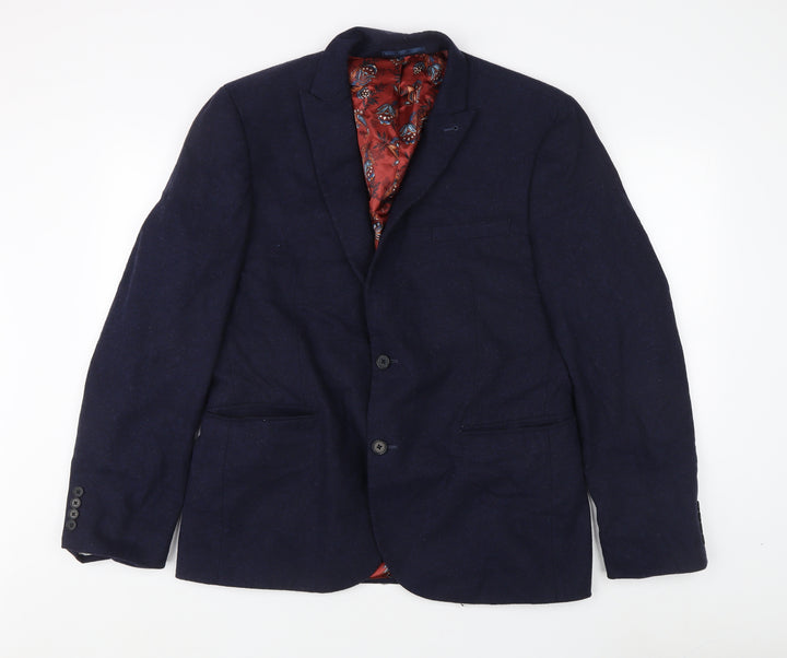Next Men's Blue Wool Blend Blazer, 44 Regular Jacket