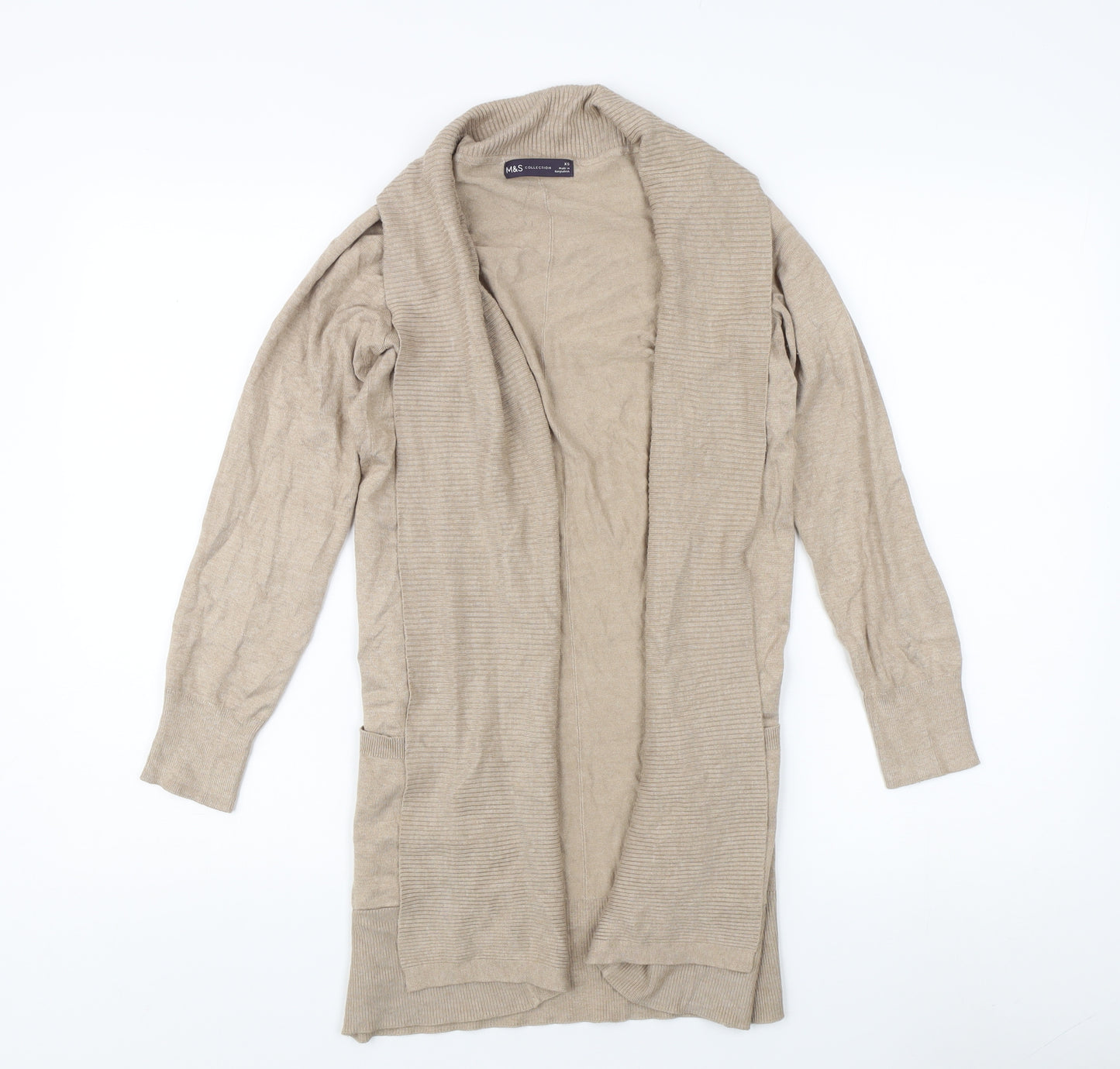 Marks and Spencer Women's Beige Open Front Cardigan XS