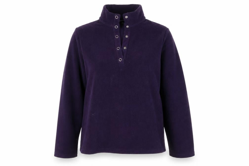 Front view of Lands' End Women's Purple Henley Sweatshirt XS