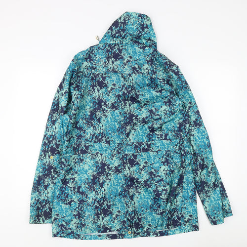 EWM Women's Blue Floral Mid-Length Hooded Coat