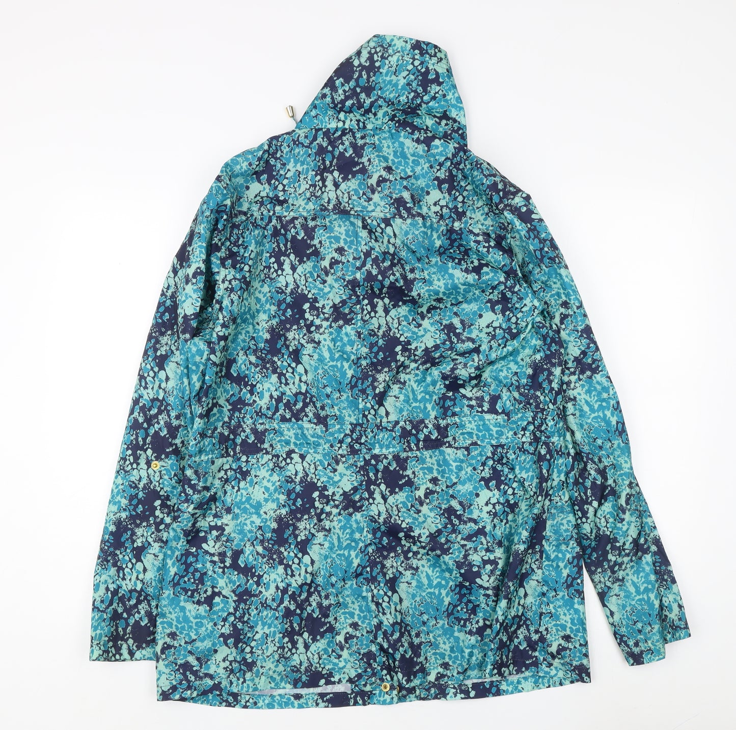 EWM Women's Blue Floral Mid-Length Hooded Coat
