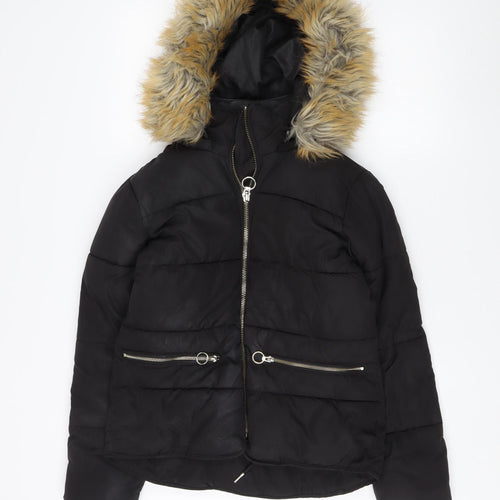 Topshop Women's Black Puffer Jacket Size 8