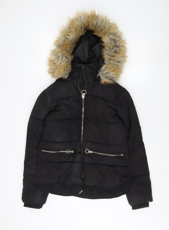 Topshop Women's Black Puffer Jacket Size 8