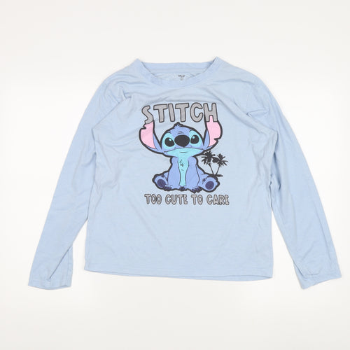 Disney Women Blue Stitch Long Sleeve T-Shirt Size S