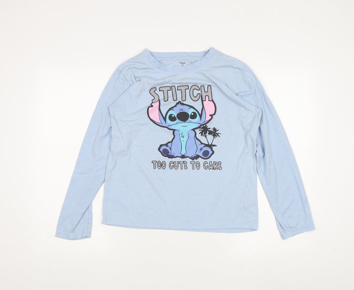 Disney Women Blue Stitch Long Sleeve T-Shirt Size S