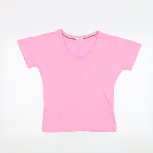 White Stuff Women's Pink V-Neck T-Shirt, Size 16