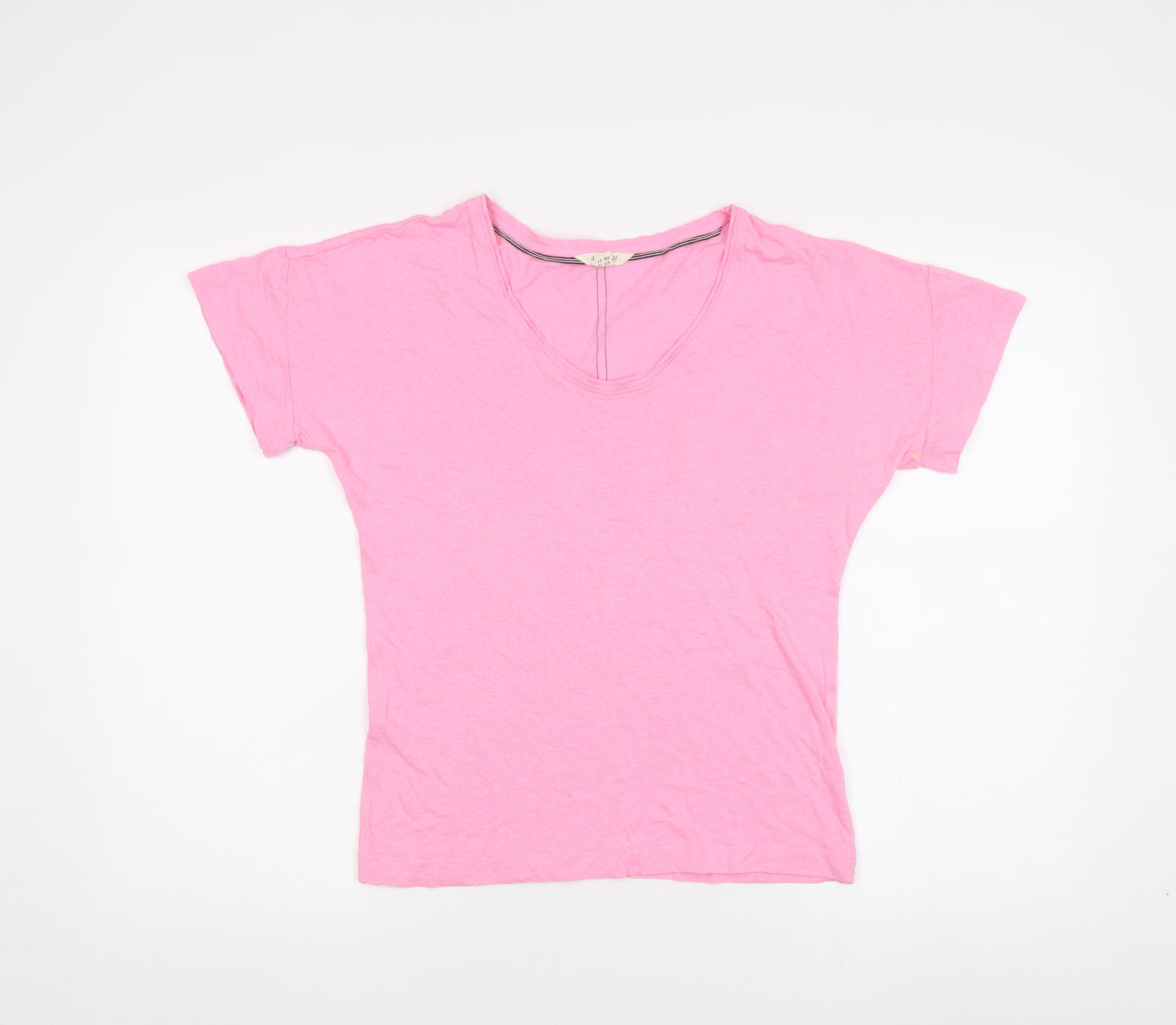 White Stuff Women's Pink V-Neck T-Shirt, Size 16