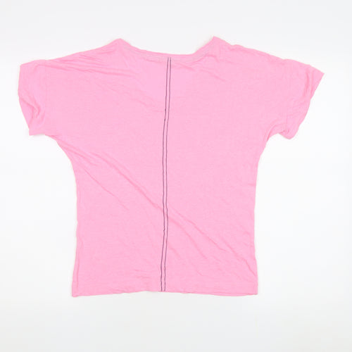 White Stuff Women's Pink V-Neck T-Shirt, Size 16