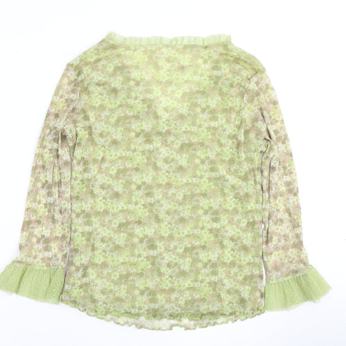 Marks & Spencer Green Floral Mesh Top Size 18