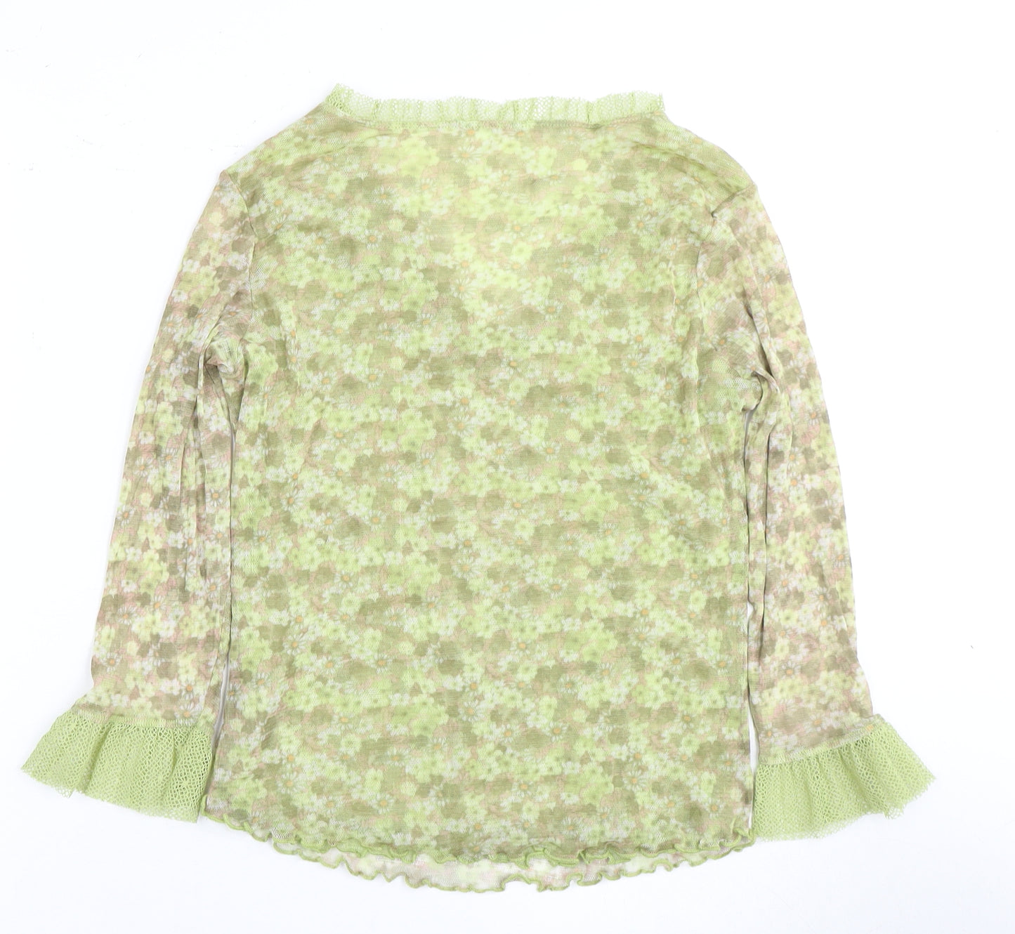 Marks & Spencer Green Floral Mesh Top Size 18