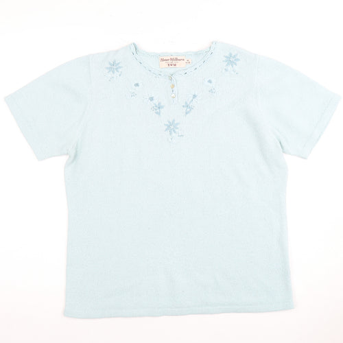 Honor Millburn Women's Blue Henley Top, Size 14, Elegant Knit