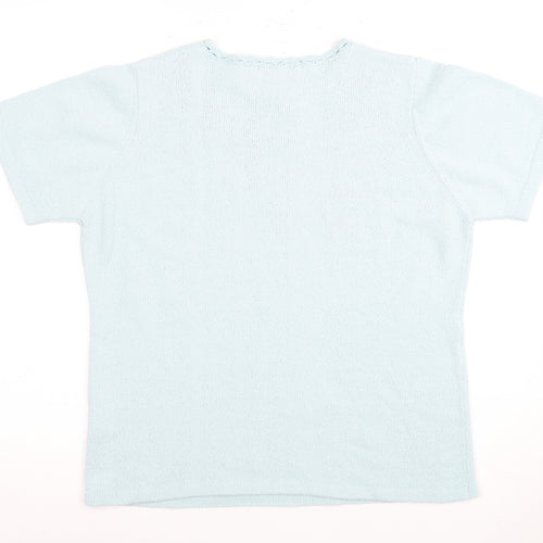 Honor Millburn Women's Blue Henley Top, Size 14, Elegant Knit