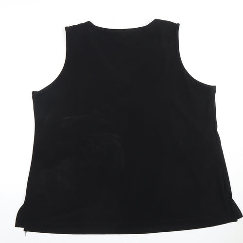 Susan Lawrence Women's Black Beaded V-Neck Tank Plus