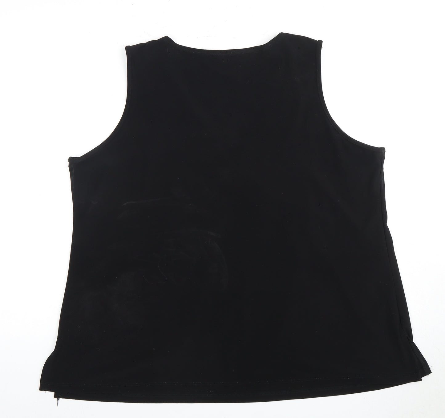 Susan Lawrence Women's Black Beaded V-Neck Tank Plus