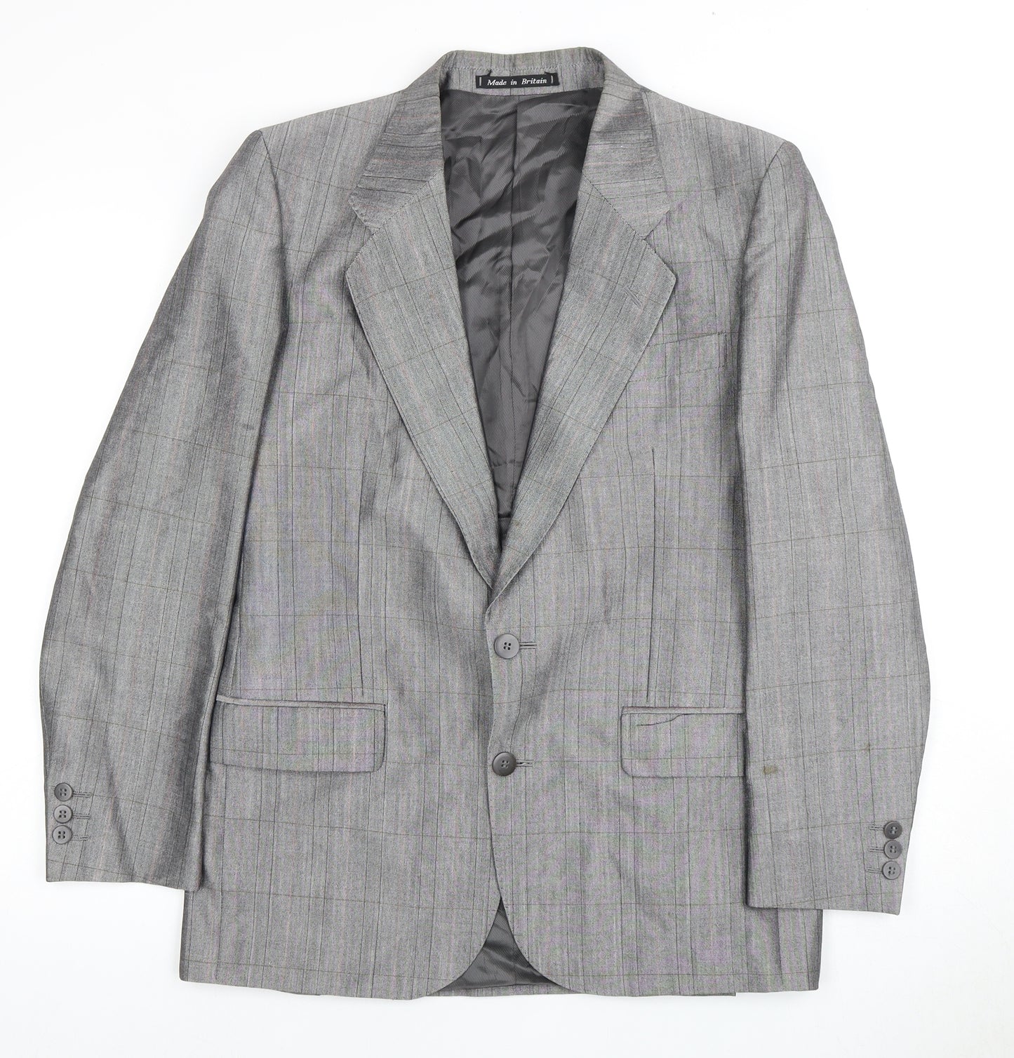 Chatsworth Men's Grey Plaid Blazer - 38 Regular Notch Lapel