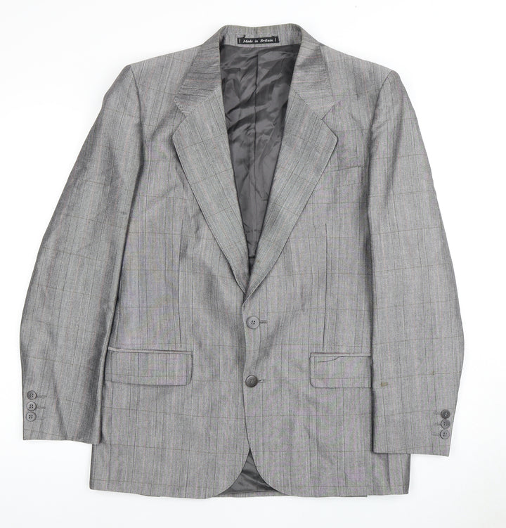 Chatsworth Men's Grey Plaid Blazer - 38 Regular Notch Lapel