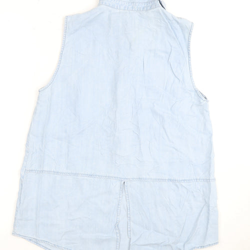 Oasis Blue Sleeveless Collared Women's Shirt, Size 12