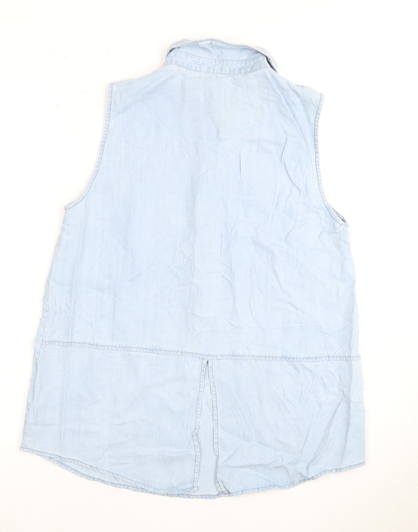 Oasis Blue Sleeveless Collared Women's Shirt, Size 12