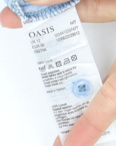 Oasis Blue Sleeveless Collared Women's Shirt, Size 12