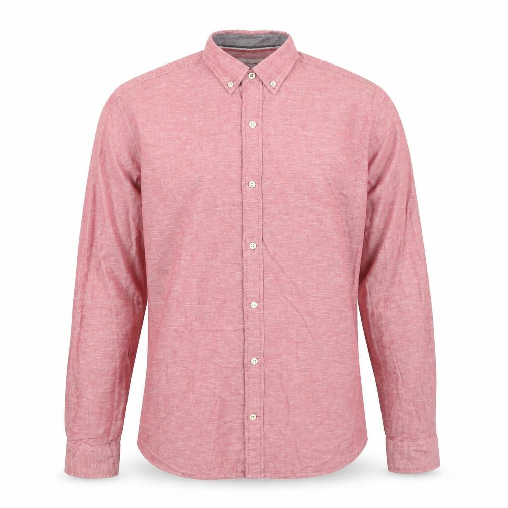 Front view of Jack & Jones Men's Red Small Casual Long Sleeve Shirt