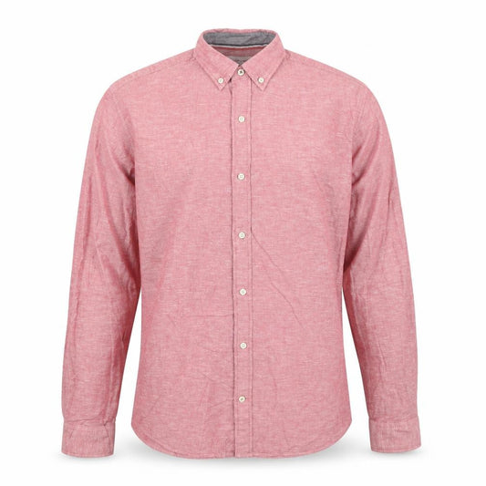 Front view of Jack & Jones Men's Red Small Casual Long Sleeve Shirt