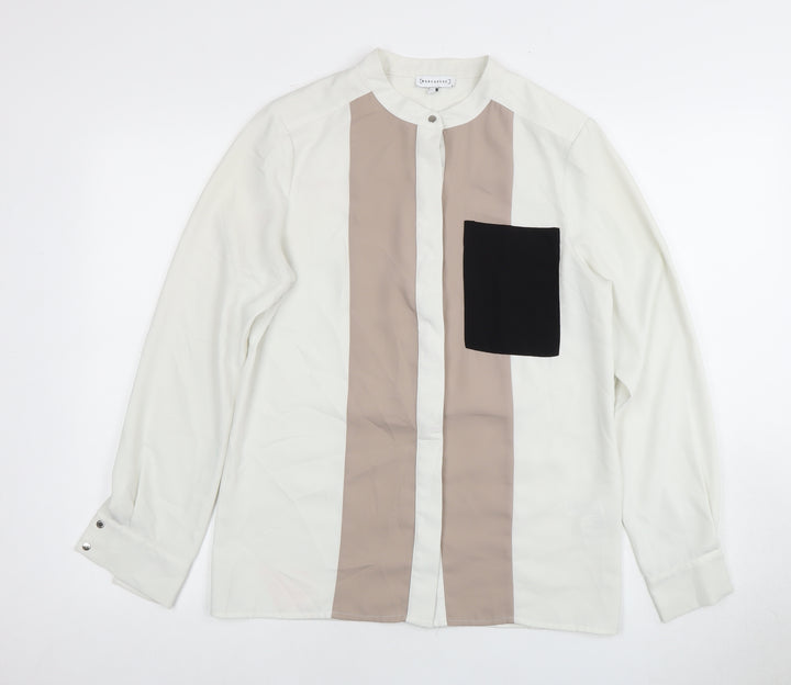 Warehouse Women's Ivory Button-Up Shirt - Size 8