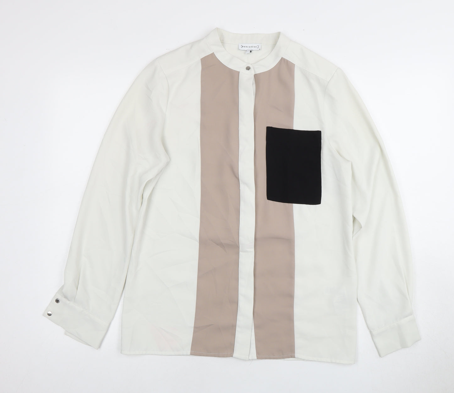 Warehouse Women's Ivory Button-Up Shirt - Size 8