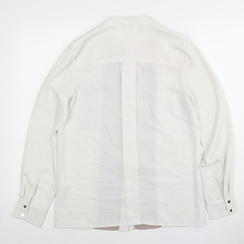 Warehouse Women's Ivory Button-Up Shirt - Size 8