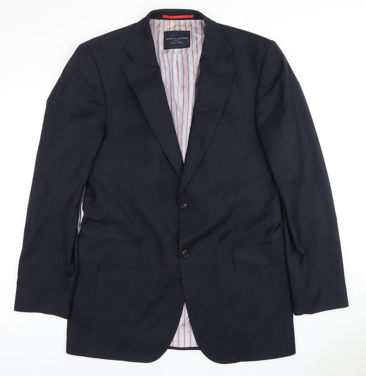 Tommy Hilfiger Men's Blue Wool Blazer, 38 Regular Fit