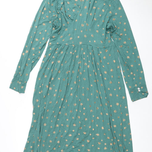 White Stuff Women's Green Floral Dress, Size 12