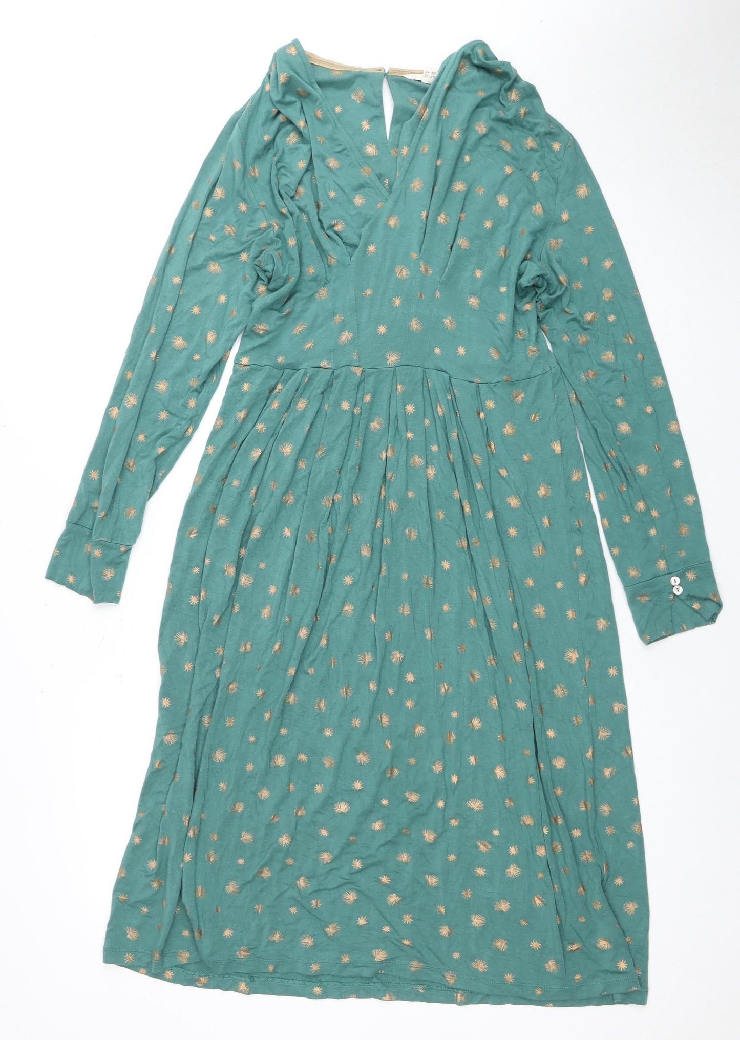 White Stuff Women's Green Floral Dress, Size 12