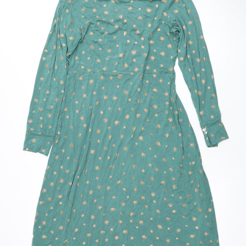 White Stuff Women's Green Floral Dress, Size 12