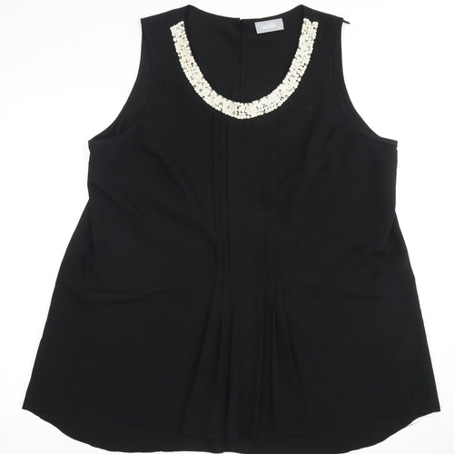 Wallis Women's Black Sleeveless Top XL - Sequin Accent
