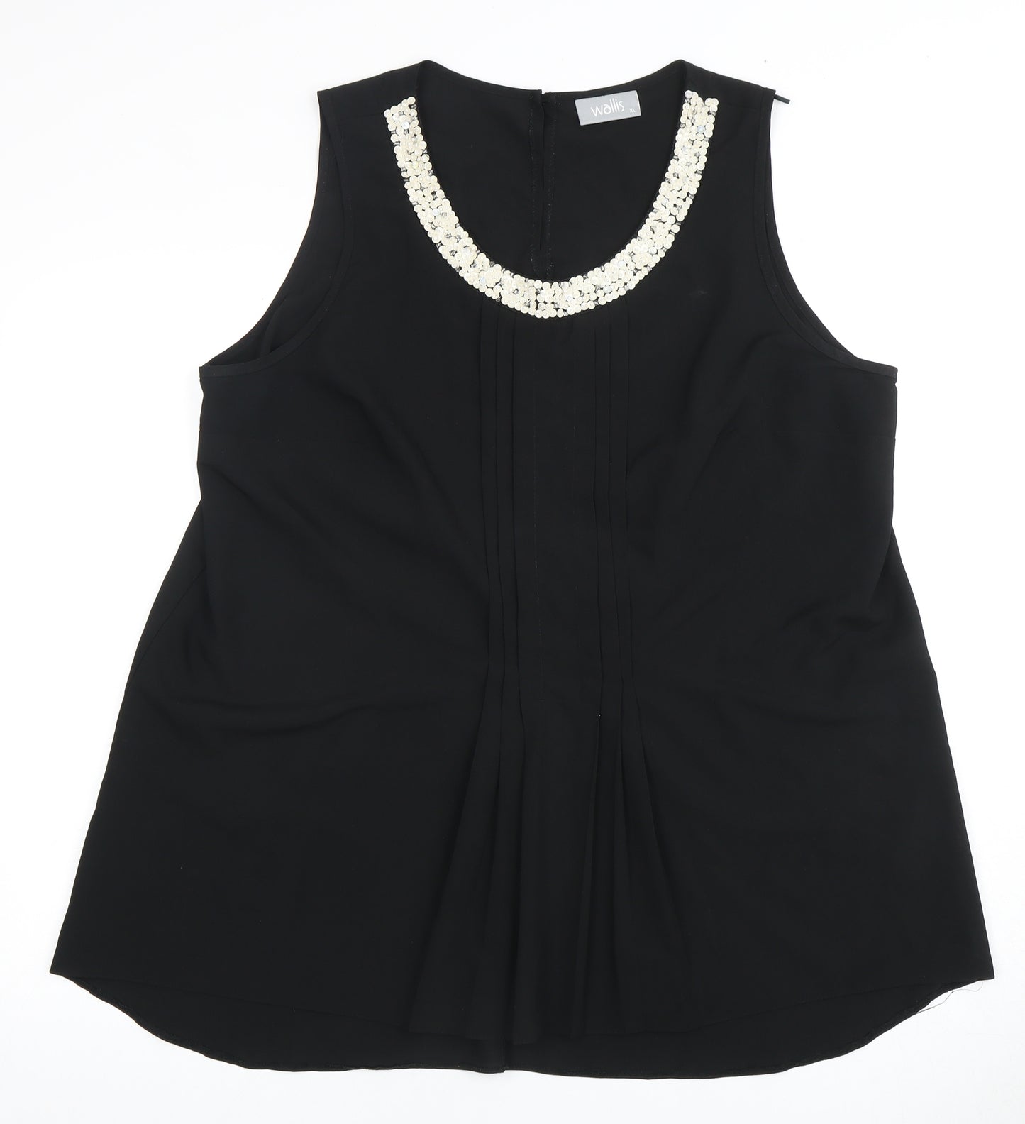 Wallis Women's Black Sleeveless Top XL - Sequin Accent