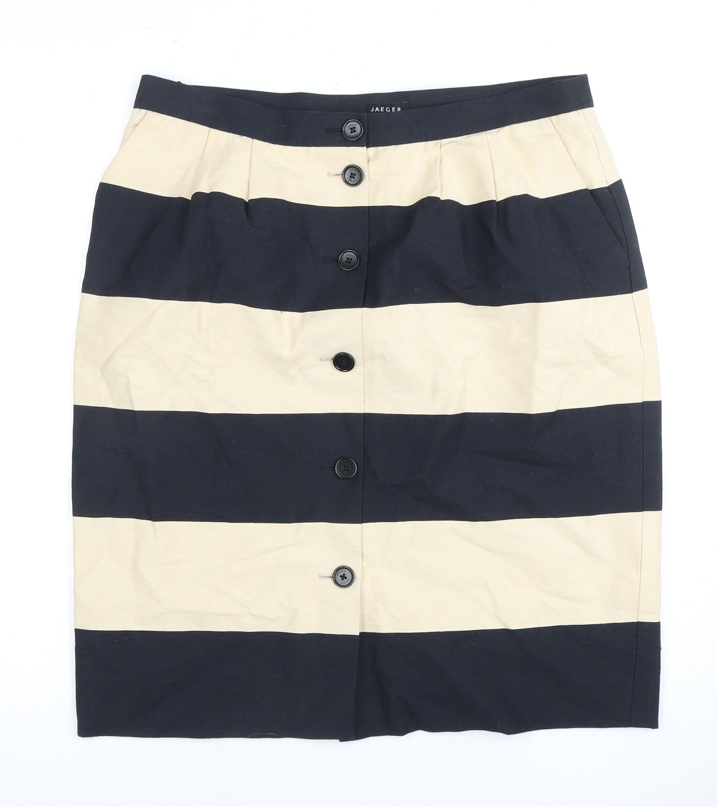 Jaeger Women's Black & Beige Striped Skirt Size 14