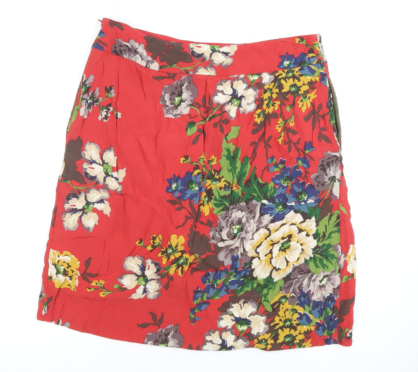 Joule Women's Red Floral Skirt, Size M, Cotton