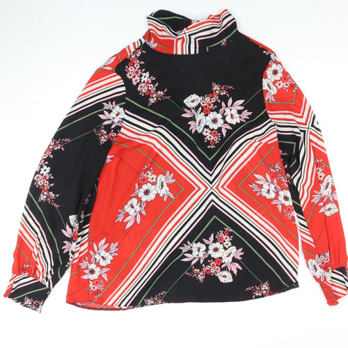 Dorothy Perkins Women's Red Floral Bow Blouse Size 12