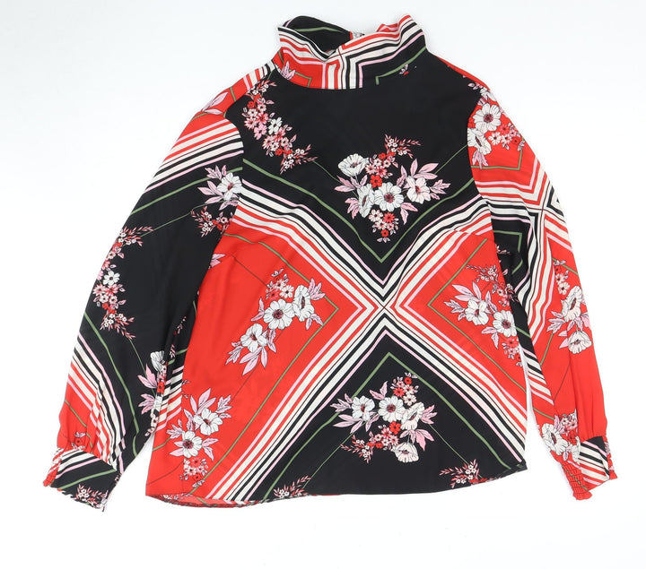 Dorothy Perkins Women's Red Floral Bow Blouse Size 12