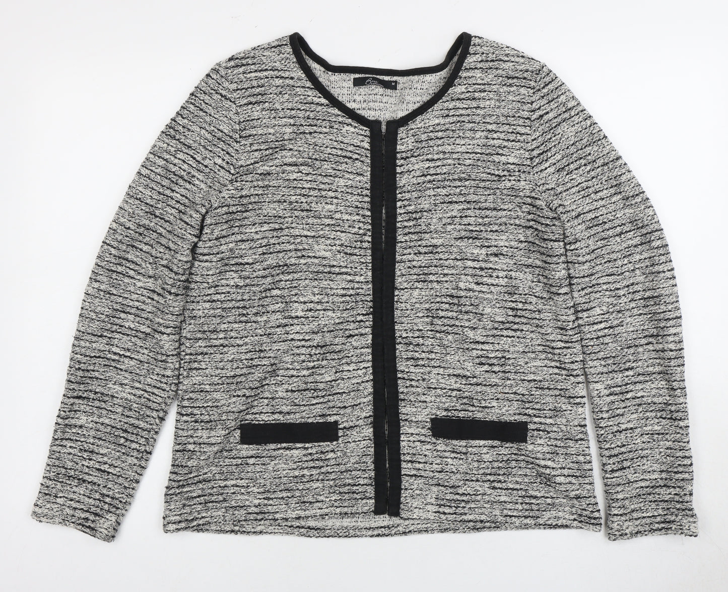 Bon Collection Women's M Black Cardigan, Round Neck