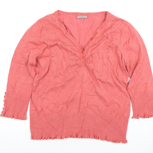 John Lewis Women's Red Henley Jumper Size L