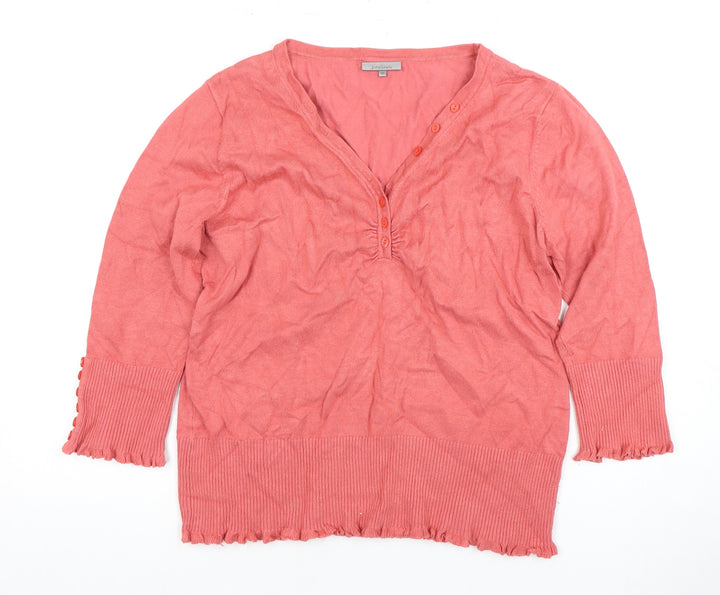 John Lewis Women's Red Henley Jumper Size L