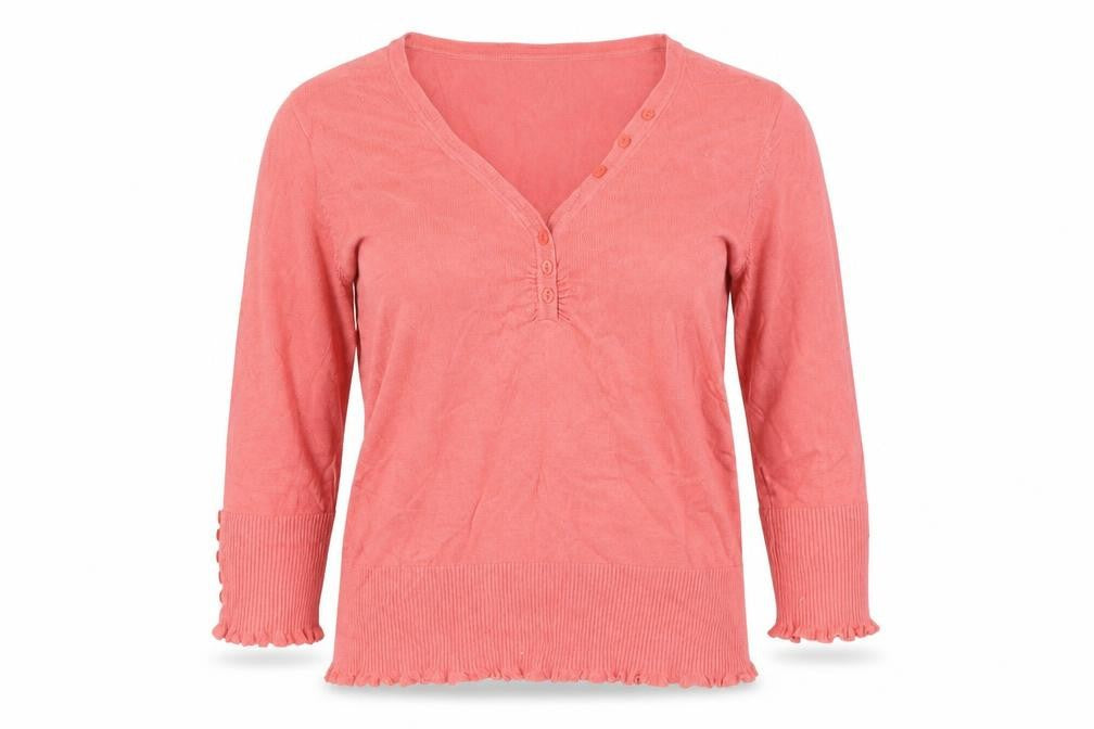 Front view of John Lewis Women's Red Henley Jumper, size L