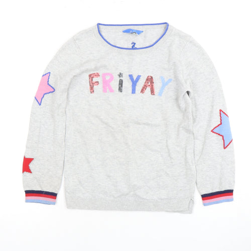 Joules Girls Grey Pullover Jumper 7-8 Years