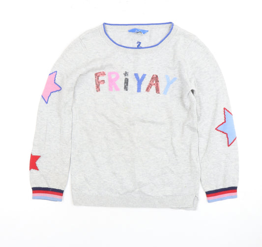 Joules Girls Grey Pullover Jumper 7-8 Years
