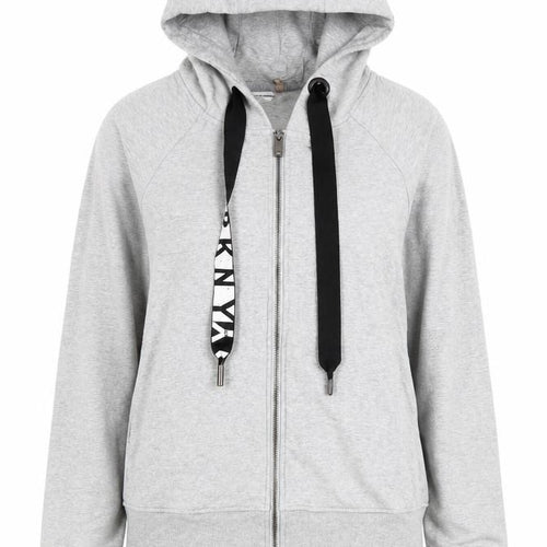 DKNY Women Grey Hoodie, Size S, with Logo & Zip